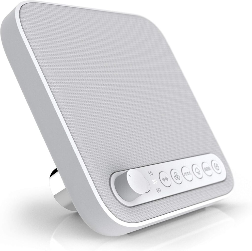 Pure Enrichment Wave Premium Sleep Sound Machine with USB Charger – Seamless Looping with 6 Soothing All-Natural Sounds, & Auto-Off Timer – Easily Portable for Travel (White) Patented Design