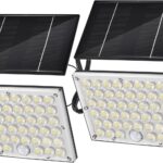 2pack 184 LED Solar Motion Lights Outdoor, Solar Wall Lights Outdoor Waterproof with 3 Modes Adjustable, Dusk to Dawn Solar Powered Security Light, Auto On/Off, for Porch, Patio