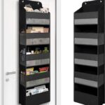 Over Door Organizer with 5 Large Pockets, Heavy Duty Hanging Organizer Storage, Closet Bathroom Nursery Bedroom Dorm, Toys Cosmetics Sundries and Baby Essentials, Black