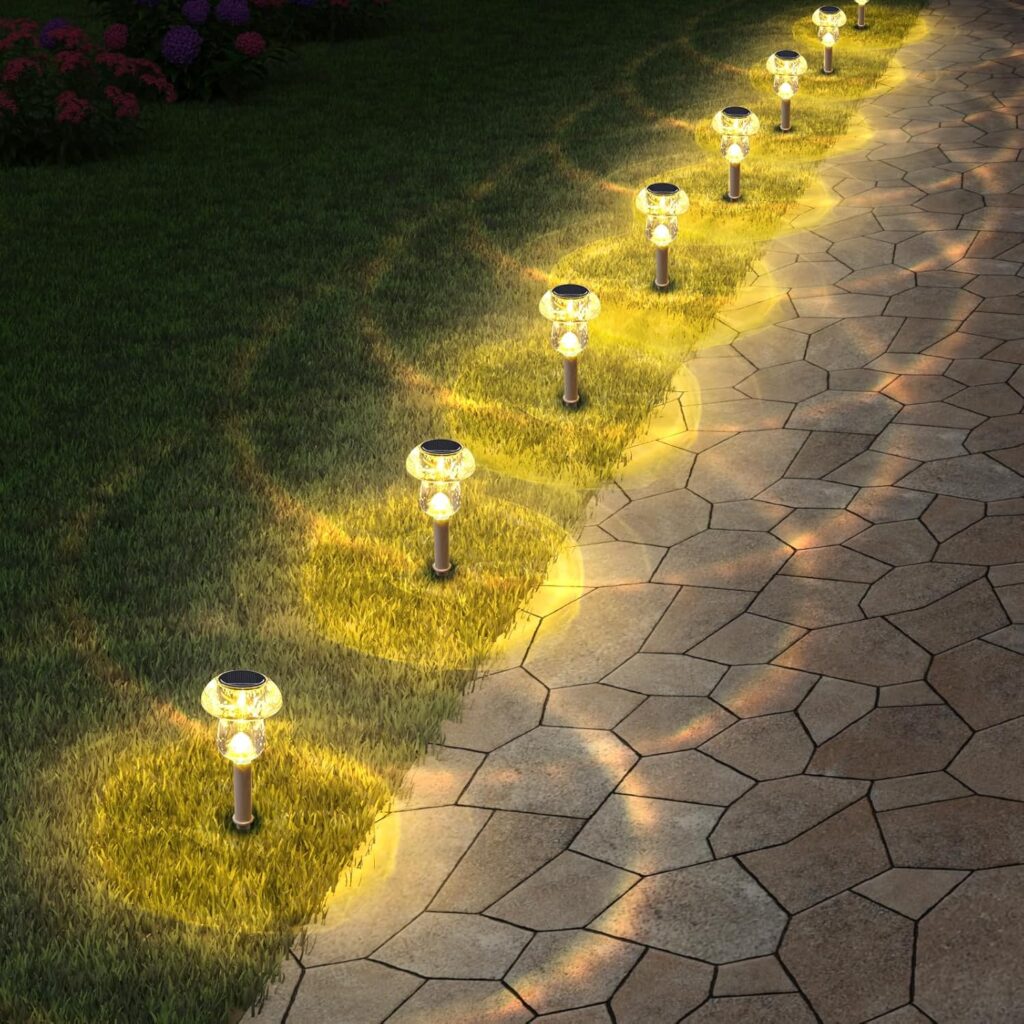 Solar Outdoor Lights, 8 Pack Waterproof Solar Mushroom Lights for Garden Yard Pathway Path Walkway Driveway Lawn Landscape Outside Decor(Warm White)