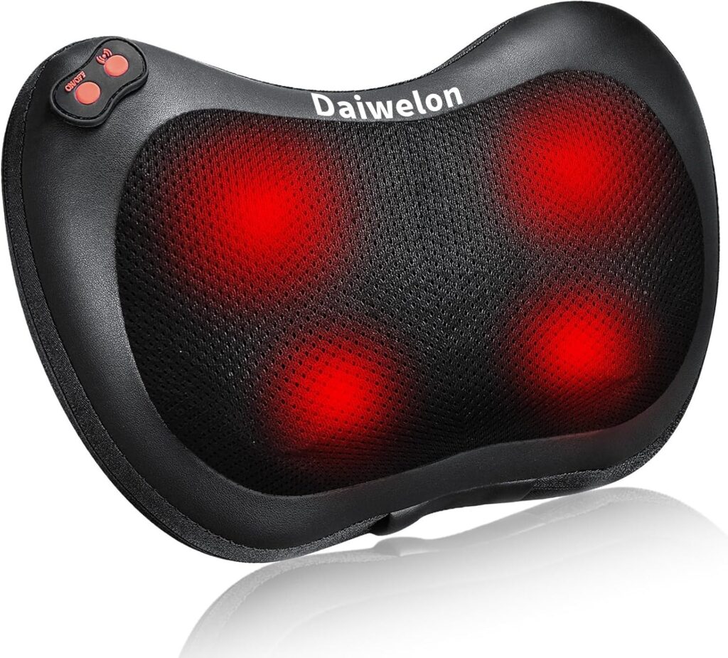 Shiatsu Back and Neck Massager with Heat, Deep Tissue Massage for Neck, Shoulder, Leg, Upper & Lower Back Pain Relief, Electric Massage Pillow, Used at Home, Car, Office，Gifts for Men Women Dad, Mom