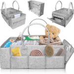 Nursery Storage Basket, Baby Diaper Caddy Organizer for Changing Table, Newborn Essentials, Babies Shower Gift Basket for Boy &Girl