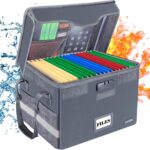 DocSafe Fireproof Document Box with Lock,File Storage Organizer with Zipper Pockets,Collapsible Portable File Box Home Office Safe Filing Cabinet with Handle for Hanging Letter/Legal Folders,Gray