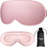Sleep Mask for Women Men – 100% Blackout Eye Masks for Sleep, Lash Extensions 3D Contoured Sleeping Mask, Soft Adjustable Light Blocking Eye Cover Blindfold for Travel, Pink