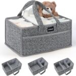 URMYWO Diaper Caddy Organizer – Portable Baby Diaper Caddy with Handle, Large Nursery Organizer Storage Basket for Newborn Essentials, Baby Registry Must Have Shower Gift for Home and Car Travel