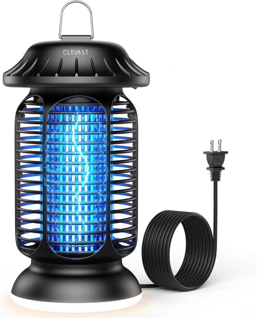 CLEVAST Bug Zapper Outdoor – Electric Mosquito Killer with UV Light, Waterproof Fly Trap for Patio, Yard, Garden, Indoor Use, Black Insect Zapper Lamp – Vintage