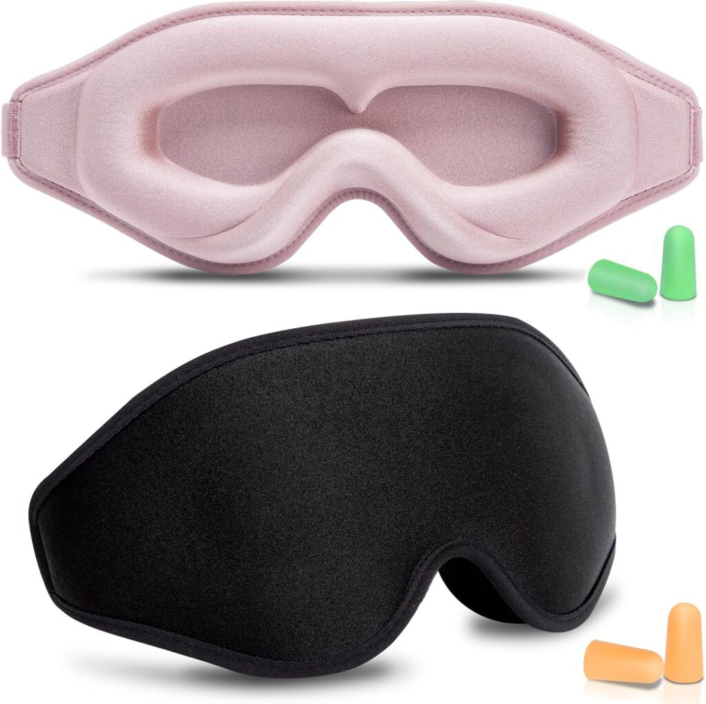 BeeVines 2 Pack 3D Sleep Mask Eye Mask for False Eyelash Extensions for Men & Women, Eye Mask for Sleeping with Adjustable Strap, 100% Blackout Eye Covers Night Sleep Blindfold for Yoga Travel