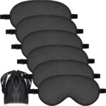 6 Pieces Natural Silk Sleep Mask Soft Eye Mask Adjustable Strap Blindfold Eyeshade Smooth Comfortable Eye Cover with Bag for Sleeping(Black)