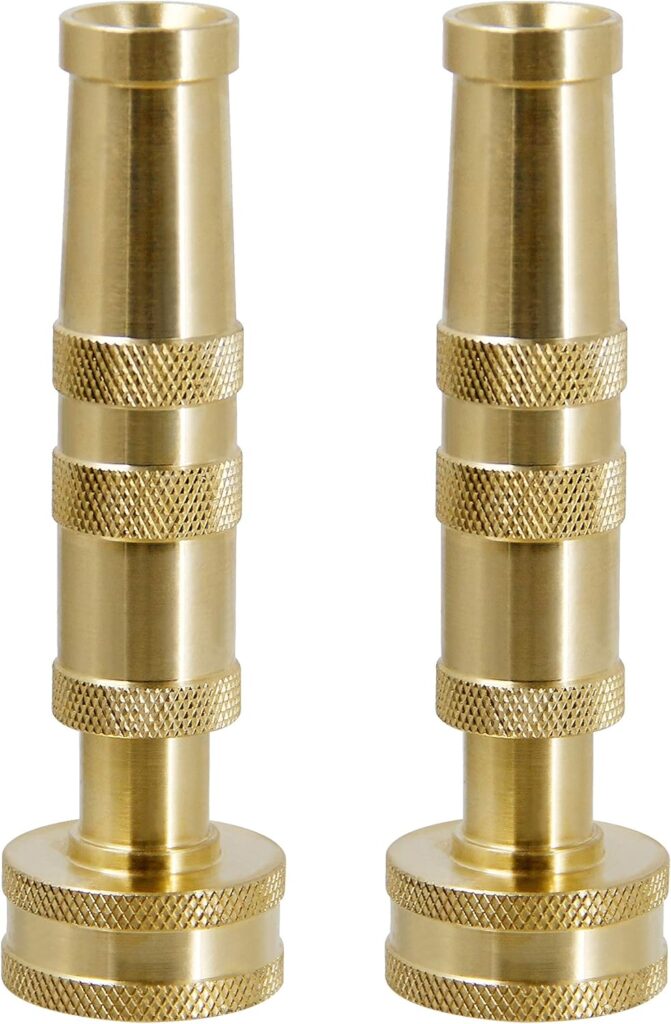 ATDAWN Brass Hose Nozzle, Heavy-Duty Brass Adjustable Twist Hose Nozzle, 2 Pack (4″)