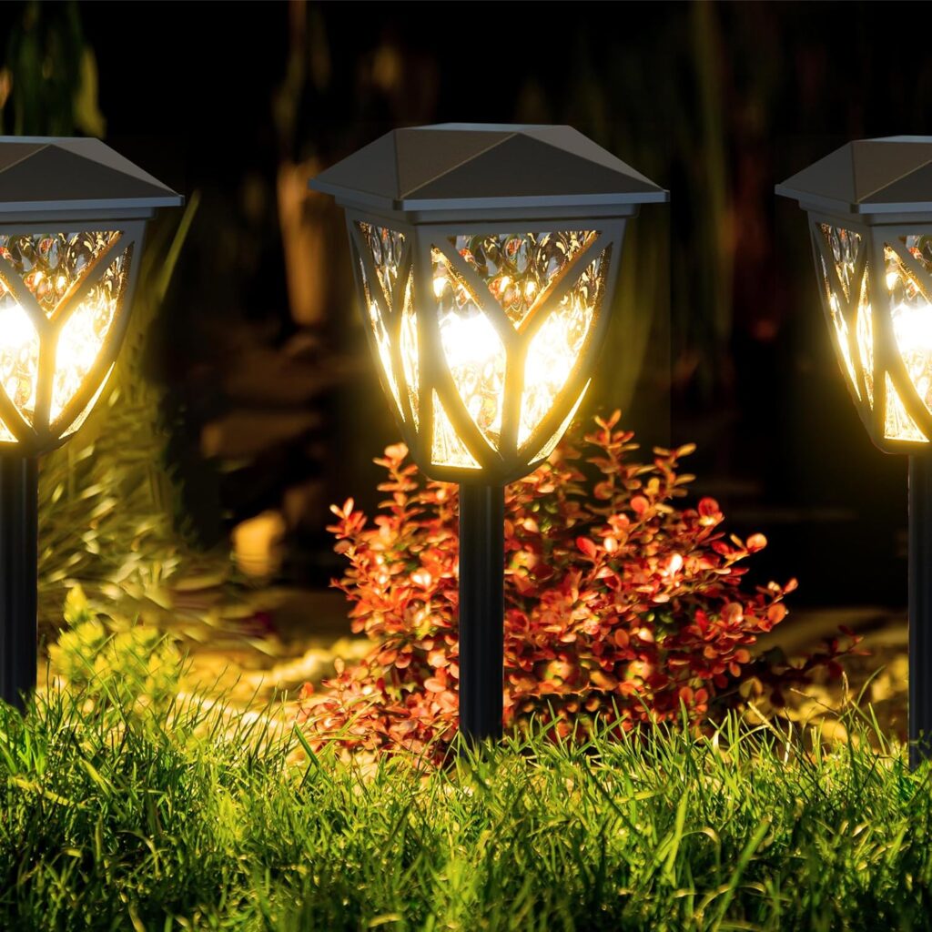 Ensenior 6-Pack Solar Lights Outdoor, 3000K LED Solar Garden Lights for Pathway, Yard, Patio, Walkway, Planter, Waterproof, Energy-Efficient Landscape Lighting