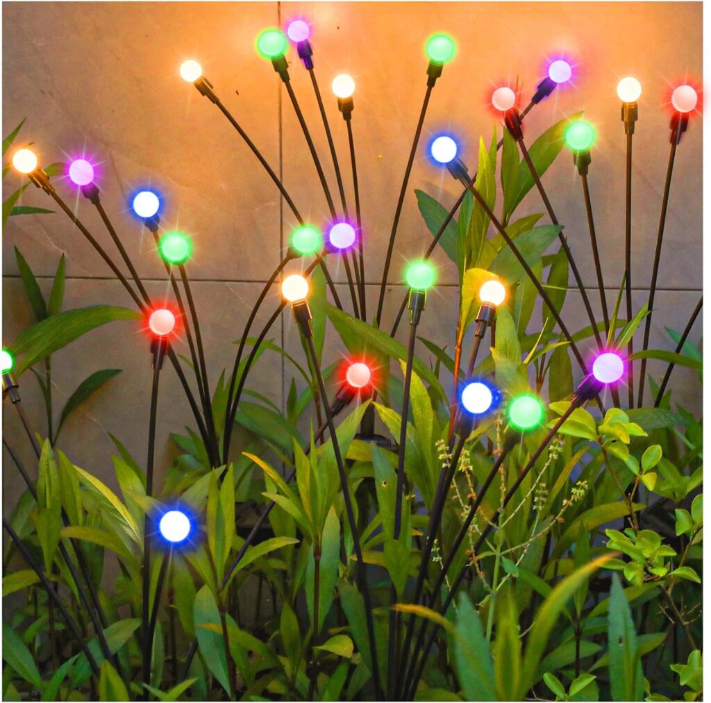 TONULAX Solar Garden Lights, Starburst Swaying Light – Swaying When Wind Blows, Solar Lights Outdoor Decorative, Color Changing RGB Light for Yard Patio Pathway Decoration(2 Pack)