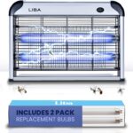 LiBa Electric Bug Zapper, Indoor Insect Killer – (2) Extra Replacement Bulbs – Fly, Mosquito Killer and Repellent – Lightweight, Powerful 2800V Grid, Easy-to-Clean, with a Removable Washable Tray.