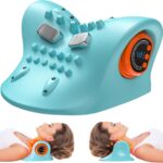 snawowo 3-in-1 Cervical Neck Massager with Heat – Acupoint Shoulder Relaxer Traction Stretcher for Pain Relief, 3 Human-Like Kneading, Heat & Vibration Levels, 360° Remote, 30° Design, 15Min Auto Off