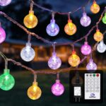 56FT Outdoor String Lights, 100 LED Patio Lights with Remote Control, Voice-Activated & Music Sync Mode, 16 Color-Changing Modes, Waterproof for Patio Garden Party Decor
