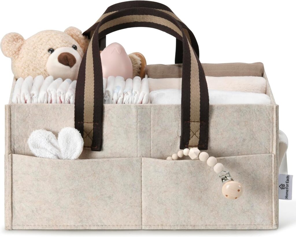 Baby Diaper Caddy Organizer for Diaper Station, Newborn Essentials, Nursery Storage Basket, Baby Shower Gifts and Registry Must-Haves for Boy or Girl