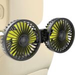 Wowok Car Fan for Rear Seat Passenger Dual Head USB Car Seat Fan for Backseat Kids, 360° Rotatable 3 Speeds Air Circulation Fans for Baby, USB Fans with Adjustable Clip for Vehicles SUV RV Vehicles