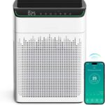Air Purifier for Home Large Room up to 1690 ft², HEPA Filter with PM 2.5 Monitor, WiFi and Alexa Compatible, Dual Air Intake for Smoke, Odor, Pets, White