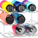 LARGER Compartment – Stackable Water Bottle Organizer Holder – for Stanley & Others’ Large Tumbler – Clear Wine Rack, Cup Bottle Holder for Cabinet Home Countertop Fridge Pantry Shelf, 3 Tier Hold 9