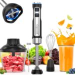 Immersion Blender 5 in 1 Hand Blender, Electric Blenders Max 1000W Heavy Duty Motor, 21 Speed & Turbo Mode Handheld Blender, Milk Frother, Egg Whisk, 800ml Beaker, 600ml Chopper Stainless Steel Blades