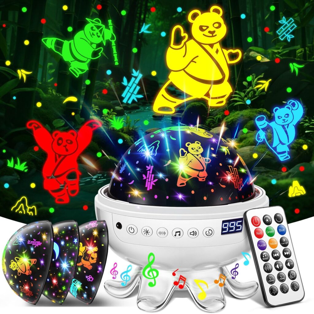 Best Toys for Kids Toys, 【3 Films+ 30 Sounds】Panda Night Light, 【93 Effects+ Remote】 Lullaby Sound Machine Baby Sound Machine, [3 Brightness+ Timer] Christmas Gifts for Kids Gifts, Panda Lamp