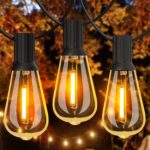 GLUROO Outdoor String Lights, 30FT LED Outdoor Patio Lights Waterproof with 15+1 Vintage Bulbs Shatterproof Energy Saving,2700K Hanging Edison String Lights Outside for Backyard,Bistro,Camping,Gazebo