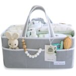 Lily Miles Baby Diaper Caddy – Large Organizer Tote Bag for Newborn essentials Boy or Girl – Baby Shower Basket – Nursery Must Haves – Registry Favorites – Newborn Caddie Car Travel