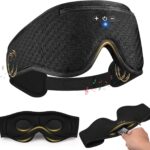 3D Contoured Sleep Mask with Bluetooth Headphones, Adjustable Blackout Sleeping Mask, 1-Hour Timer Sleeping Headphones with Thin Stereo Speakers for Men, Women, Gift – Black