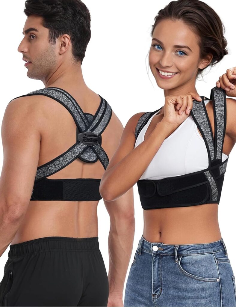Posture Corrector for Women Men,BI-Straps Back Straightener – Bamboo Fiber Back Brace Posture Corrector – Instant Upper Back Pain Relief