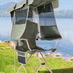 Folding Camping Chair with Shade Canopy for Adults, Canopy Chair for Outdoors Sports with Cup Holder, Side Pocket for Camp, Beach, Tailgates, Fishing – Support 330 LBS