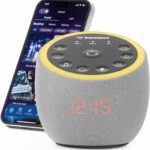 White Noise Sound Machine for Sleeping, 361 Soothing Sounds, Smart APP Control, Custom Buttons, Non Looping Natural Sounds, Bedside Dimmable Clock, Night Light, Santebee for Adults Baby Kids Lullaby