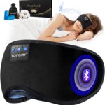 TOPOINT Sleep Mask with Headphones Bluetooth 5.4 Wireless, Sleep Headphones Earphones Earbuds with Microphone HD Speakers Music, Blackout Eye Mask for Sleeping Travel Meditation Men Women Cool Gadgets