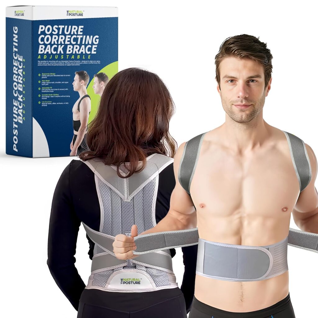 The Natural Posture Posture Corrector for Men and Women – Lumbar Back Brace and Shoulder Straightener – Helps Provide Lower Back Support and Relief – Adjustable, Comfortable and Easy to Wear