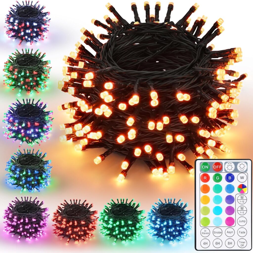 Joomer Halloween String Lights – 32FT 100LED RGB Orange Purple Lights with Remote, Waterproof Outdoor Indoor with Timer Memory Function for Tree, Yard, Halloween Decor (Non-Connectable)