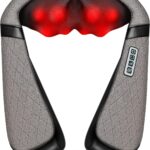 Blue Elf Shiatsu Electric Neck Back Massager Pillow 3D Kneading with Heat for Shoulder, Lower Back, Foot, Leg Muscles Pain Relief Relax in Car Office and Home (Gray)