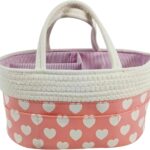 Pink Diaper Caddy Organizer for Baby Girl-Large Portable Diaper Caddy Basket for Changing Table-Diaper Organizer Caddy-Car Travel Tote Bag-Newborn Registry Baby Shower Basket for Diapers & Wipes