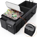 HOTOR Trunk Organizer, Sturdy Foldable with Cooler for Car & SUV, 3 Compartments, Black, 30.90”×12.60”×10.63”