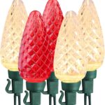Brizled Outdoor Christmas Lights, 16FT 25 LED Red & Warm White C9 Christmas Lights, Connectable Xmas Tree Light, UL Certified Indoor Light String Waterproof for Outside House Roof Tree Party Decor