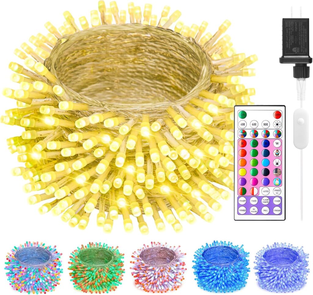 Minetom Color Changing String Lights Outdoor- 22 Colors 33FT 100 LED Fairy String Lights with Remote, Twinkle Christmas Tree Lights with 12 Lighting Modes, 4th of July Lights for Indoor Bedroom Party