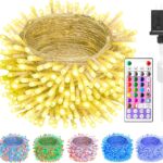 Minetom Color Changing String Lights Outdoor- 22 Colors 33FT 100 LED Fairy String Lights with Remote, Twinkle Christmas Tree Lights with 12 Lighting Modes, 4th of July Lights for Indoor Bedroom Party