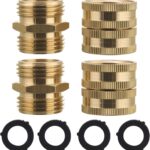 M MINGLE Garden Hose Adapter, Male to Male, Female to Female, 3/4 Inch Brass Connector, 4-Pack with Extra 4 Washers