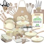 Nutrichef 54-Piece Marble Non-Stick Cookware and Bakeware Set, Professional Home Kitchen Collection with Multi-Sized Pots, Pans, and Heat-Resistant Tools