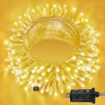 Ollny 120LED 40FT String Lights, Waterproof Connectable Christmas Lights with Timer 8 Modes, Warm White Plug in Fairy Light for Indoor Outdoor Bedroom Xmas Tree Holiday Party Decorations