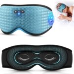 3D Sleep Mask with Bluetooth Headphones, Sleeping Headphones for Side Sleepers, Zero Eye Pressure, Adjustable Sleep Eye Mask, Ultra-Thin Stereo Speakers Perfect for Sleeping-Peacock Blue