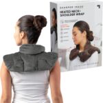 Sharper Image Heated Neck & Shoulder Wrap – Microwavable Warm & Cooling Plush Pad, Scented Aromatherapy (100% Natural Lavender & Herb Spa Blend), Pain Tension Headache Relief Therapy, Gift for Women
