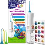 GuruNanda Kids Water Dental Flosser – 4 Flossing Modes, 4 Nozzles, 2-Min Smart Timer, Ages 6+, Monster Frens Theme, Portable Oral Care for Kids