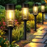 LETMY 12 Pack Solar Pathway Lights Outdoor, Solar Lights Outdoor Waterproof IP65, Bright Solar Garden Lights Outdoor, Auto On/Off Outdoor Solar Lights for Yard Walkway Driveway Landscape Garden Decor