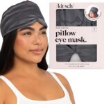Kitsch Satin Sleep Mask – Eye Mask for Sleep, Softer Than Silk Satin Sleeping Mask Blindfold and Sleep Masks for Women and Men, Eye Care Travel Essentials – Charcoal Black