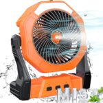 Ausic Portable Misting Fan, Outdoor Fans for Patios with Water Mist, 10000mAh Rechargeable Battery Personal Cooling Fan with Mister, 8-Inch, 250mL Water Tank & LED Lantern, for Home, Outside, Camping