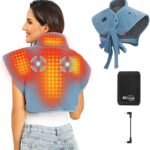 Heating Pad for Neck and Shoulders and Back with Battery,12V Portable Cordless Heated Pad with Vibration Massager and 3 Heating Modes,Weighted Electric Heat Pad,Max 158℉,16.9” x 23.6”