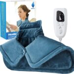 NIUONSIX Heating Pad for Neck and Shoulders and Back, Birthday Gifts for Women Mom Wife Men Dad, Weighted Electric Heated Wrap for Pain Relief and Daily Relax, 6 Heat Settings 4 Timers Auto Off, Blue